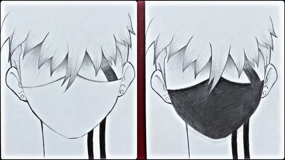 Easy sketch | how to draw anime boy wearing face mask step-by-step ( kawaki  ) - Bilibili