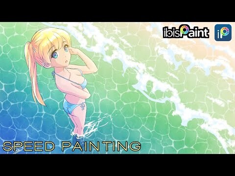 " girl on the beach " anime digital speed painting [ ibis paint x ]