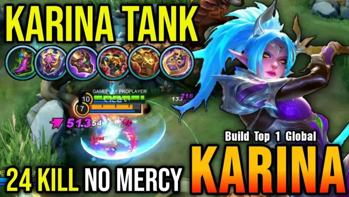 24 Kills No Mercy!! Karina Tank Build (PLEASE TRY) Autowin - Build Top 1 Global Karina ~ MLBB