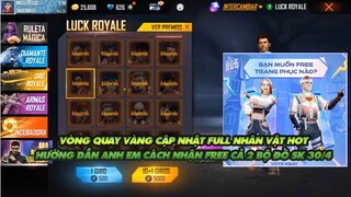 FREE FIRE | HƯỚNG DẪN ANH EM NHẬN CẢ 2 ĐỒ NAM VÀ NỮ FREE SỰ KIỆN 30/4 - VÒNG QUAY VÀNG FULL NHÂN VẬT