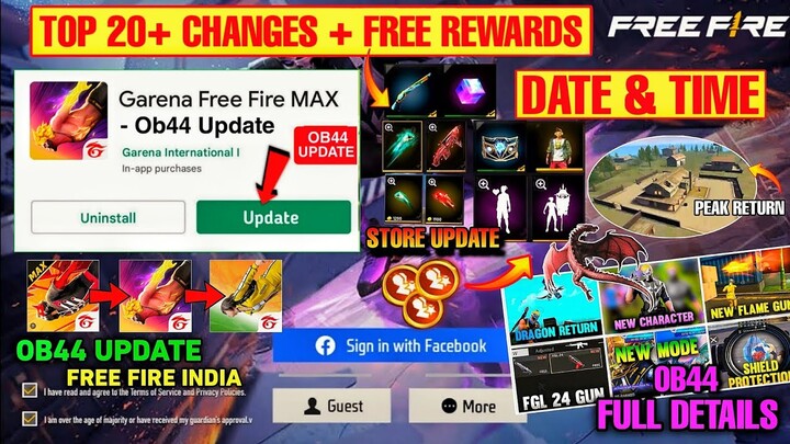 Ob44 New Update 🔥 Free Fire India Date & Time | FF Max New Ob44 Update Today Kab Aayega Changes