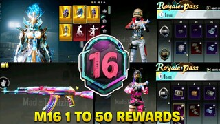 BGMI M16 ROYAL PASS 1 TO 50 RP REWARDS | PUBG MOBILE 1 TO 50 RP REWARDS | M16 1 TO 50 RP REWARDS