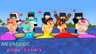 CUTE MERMAIDS FELL IN LOVE WITH HANDSOME MERMAIDS? - LOVE STORY | Minecraft Animation