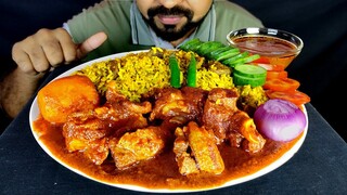 MUTTON BHUNA KHICHURI, SPICY MUTTON CURRY, ONION, SALAD and CHILI ASMR MUKBANG EATING | #LiveToEATT