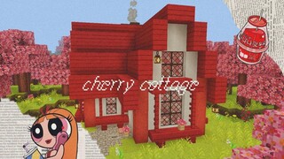 [mcpe] 🌿🍒🍄 aesthetic cherry red cottage ~ minecraft tutorial (easy)