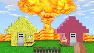 SPONGEBOB HOUSE and PATRICK HOUSE vs NUCLEAR EXPLOSION in Minecraft! BIKINI BOTTOM Animation!