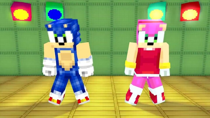 Sonic And Amy Rose Dancing Meme - Good Ending Minecraft Animation FNF