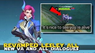 REVAMPED LESLEY NEW VA AND ALL NEW DIALOGUES INTERACTIONS | TRASHTALKS ENEMIES! MOBILE LEGENDS