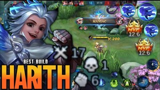 MANIAC!! HIDDEN META HARITH BEST BUILD 2022 | BUILD TOP 1 GLOBAL HARITH MLBB