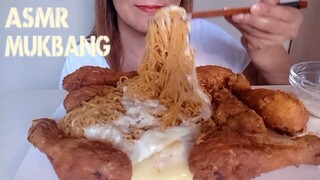 SUB)ASMR MUKBANG HOMEMADE FRIED CHICKEN & SHIN RAMYUN NOODLES WITH CHEESE | EATING SHOW | NO TALKING