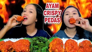 AYAM GORENG CRISPY PEDAS, LALAPAN DAUN SINGKONG