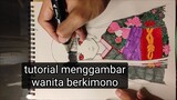 cara mudah menggambar karakter wanita menggunakan kimono