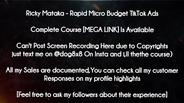 Ricky Mataka course - Rapid Micro Budget TikTok Ads download