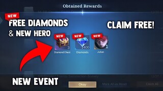 NEW! LOG IN AND CLAIM DIAMONDS  & NEW HERO + REWARDS! NEW EVENT! | MOBILE LEGENDS