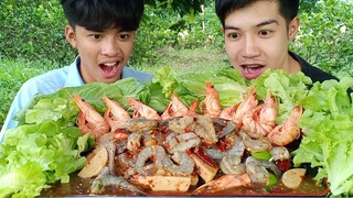 ตำกุ้งสดกรอบๆ เนื้อเด้งกรุบๆ พร้อมกุ้งลายเสือ แซ่บนัวสุดยอด