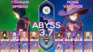 Spiral Abyss 3.7 / 3.8 C0 Tighnari Spread & C1 Mona Vaporized I Floor 12 9 stars Genshin Impact