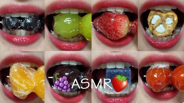 asmr CANDIED FRUIT TANGHULU JEWEL CANDY KOHAKUTOU MUKBANG eating sounds