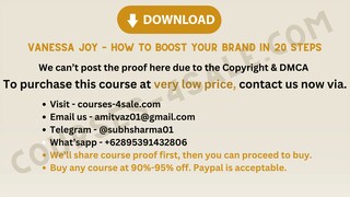 {Courses-4sale.com} Vanessa Joy – How to Boost Your Brand in 20 Steps