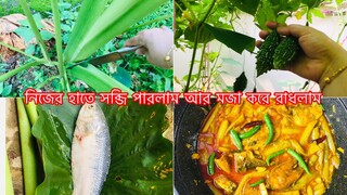 Bengali Vlog # নিজের বাগান থেকে কচুর শাক কাটলাম আর মজা করে ইলিশ দিয়ে রাঁধলাম ll Ms Vlog ll