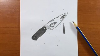 easy drawing / how to draw knife with women eyes in it