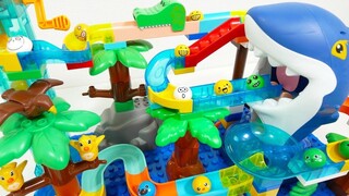 Mainan buatan tangan pendidikan anak-anak blok bangunan roller coaster permainan bola hiu besar