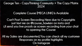 George Ten Course CopyThinking Community + The Copy Matrix 2024 Download