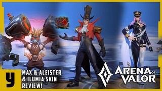 MAX, ILUMIA & ALEISTER NEW SKINS REVIEW | Arena of Valor | LiênQuânMobile | 傳說對決