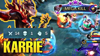 KARRIE WITH 14 KILLS !! | KARRIE PERFECT GAMEPLAY | KARRIE BEST BUILD | MOBILE LEGENDS BANG BANG