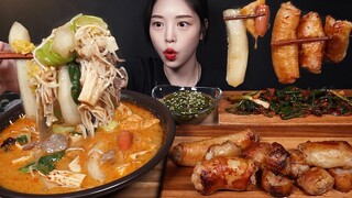 SUB)바삭하게 구운 통대창에 알싸한 마라탕 먹방!🍜 파김치까지 대창 꿀조합 리얼사운드 Beef Instestine & Malatang Mukbang Asmr