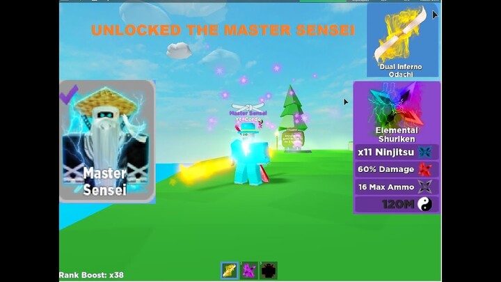 Unlocked The Master Sensei & Rainbow Shurikens in Ninja Legends (Roblox)