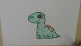 Draw Cartoon cute long neck dinosaurs