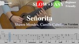 Señorita - Shawn Mendes, Camila Cabello | Fingerstyle Guitar TAB (Slow & Easy) | Learn in 5 minutes