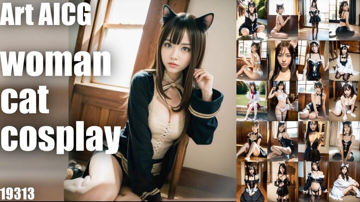 [AICG 视频] woman cat cosplay 19313 人工智能之美与人工智能艺术灵感