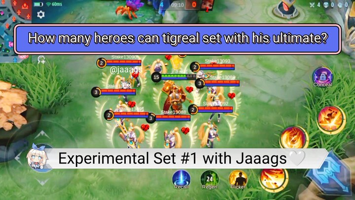 🐯How many heroes can tigreal set with his ultimate?🛡️| Experiment with Jaaags🤍