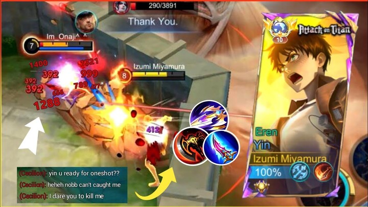 BRO THOUGHT HE CAN GIVE ME ONESHOT!! YIN NEW INSANE DAMAGES!! + BUILD TOP GLOBAL 1 ~ MLBB