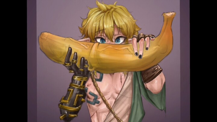 Link eats banana～(scoop it up)