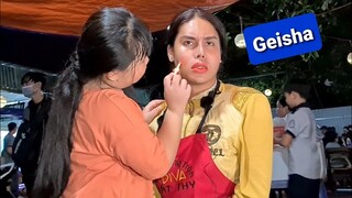 DIVA Cát Thy và con gái tô son kiểu Geisha | Bánh tráng trộn Cát Thy