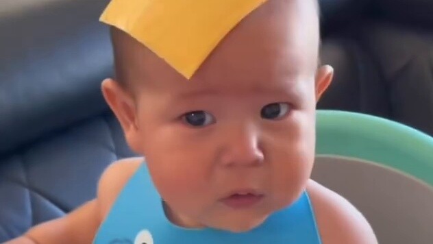 Throwing a piece of cheese on your baby's head when he cries can have unexpected effects...
