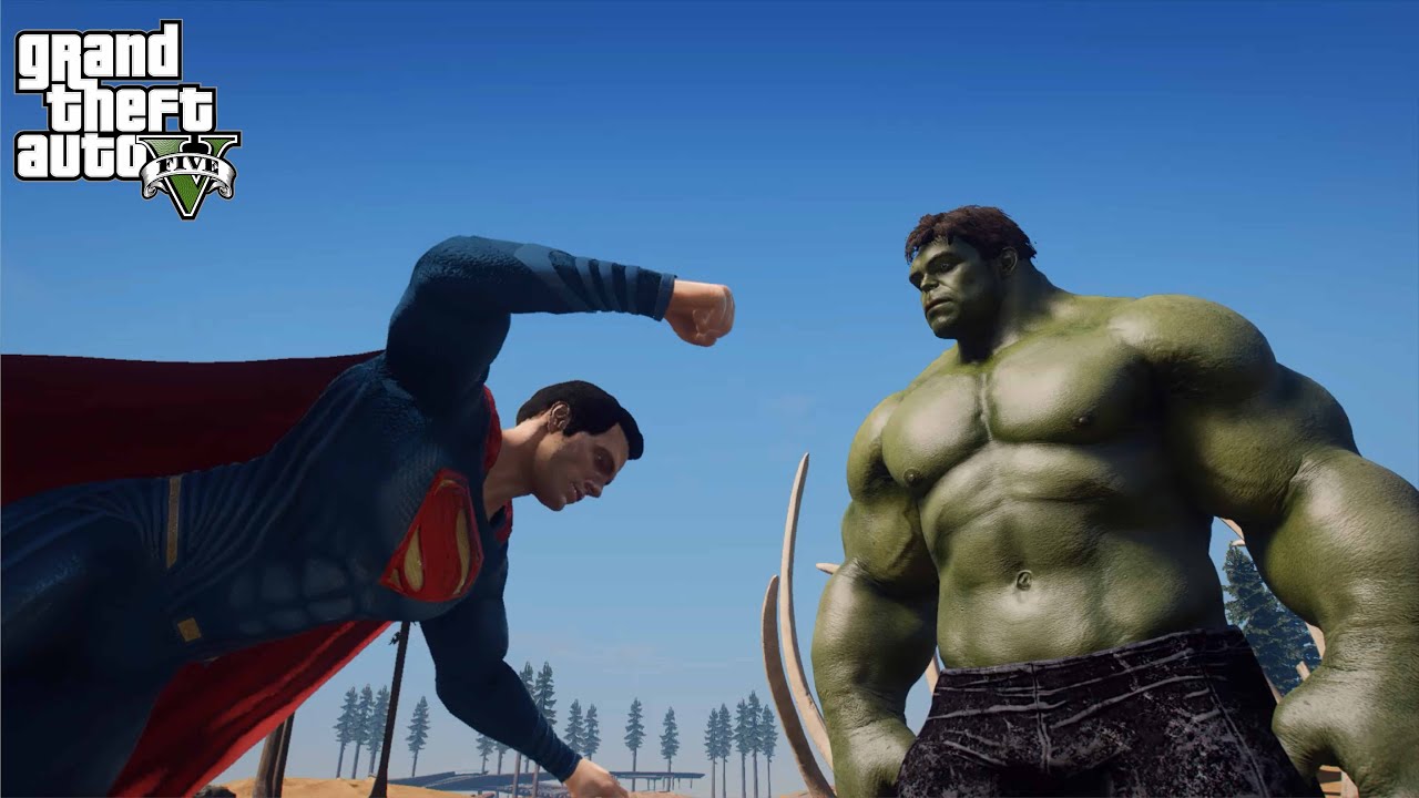 GTA 5 - Superman VS Hulk | EPIC BATTLE! - Bilibili