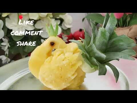Pineapple Peacock  🦚/Fruit and vegetable carving tutorial