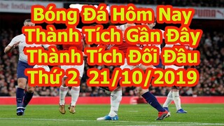 Thông Tin Các Trận Đấu Bóng Đá Hôm Nay Thứ 2 21/10/2019