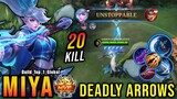 20 Kills!! Deadly Arrows Miya Perfect Sidelane with Inspire! - Build Top 1 Global Miya ~ MLBB