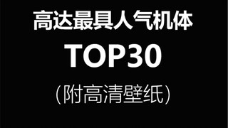 回顾高达最具人气机体TOP30（附高清壁纸），有你喜欢的吗？