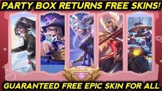 PARTY BOX EVENT RETURNS! LOG IN AND GET FREE EPIC SKIN GUARANTEED! MOBILE LEGENDS