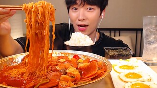 MUKBANG|집밥!햄가득 부대찌개와 고봉밥, 계란후라이 먹방|KOREAN HOME FOOD EATING SOUNDS[SIO ASMR 시오]