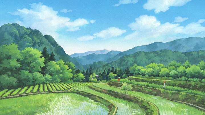 【Opaque Watercolor】Hand-painted, the scenery of the hometown