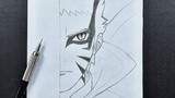 Anime sketch | how to draw naruto Byron mode half face step-by-step