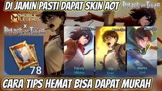 CARA HEMAT DAPAT SKIN ATTACK ON TITAN, DI JAMIN DAPAT MURAH, DAN 78 TIKET AOT X MOBILE LEGENDS