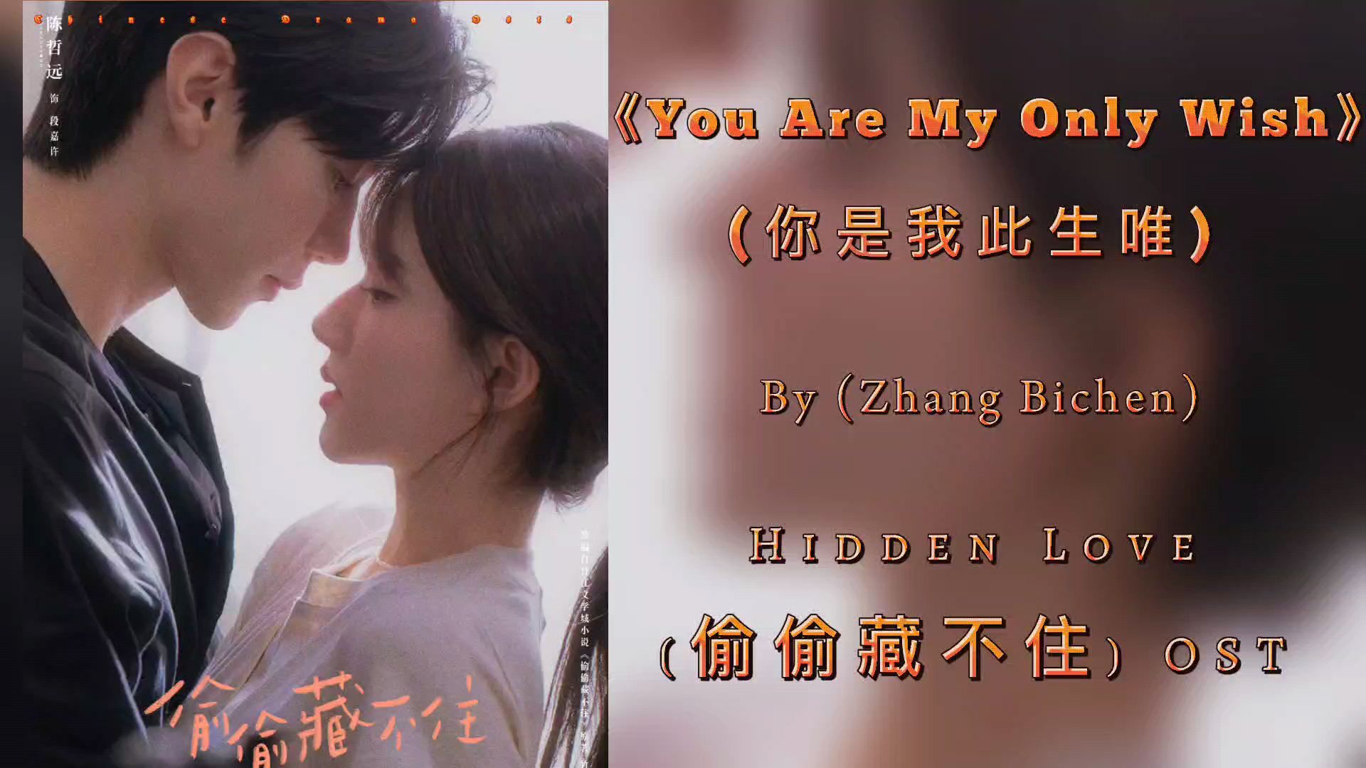 You Are My Only Wish (你是我此生唯) - Zhang Bichen | Hidden Love Ost (偷偷藏不住Ost) -  Bilibili