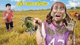 Thử Thách Lần Đầu Đi Bắt Cua Của Hà Sam - Catching crab in land & Cooking crab eating delicious